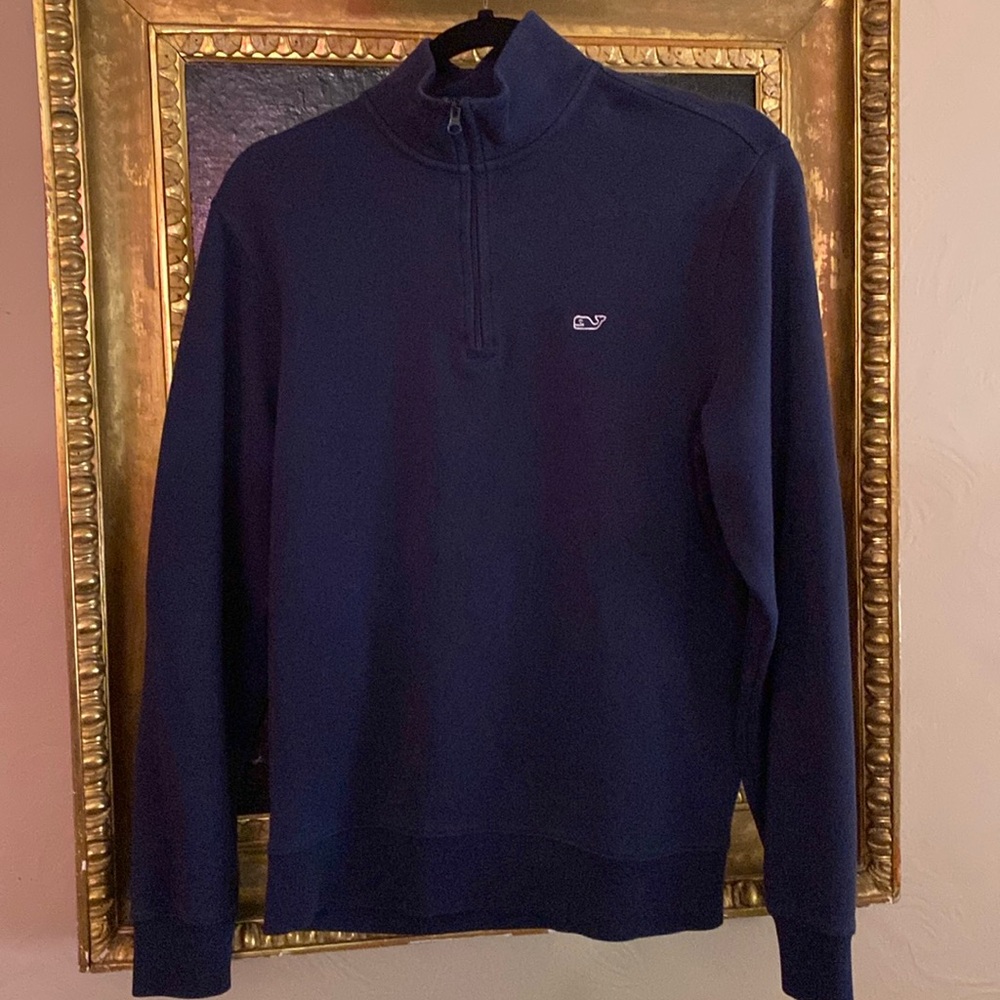 Men’s/Young Teen XS Vineyard Vines Navy 100% Cotton Long Sleeve Half Zip.